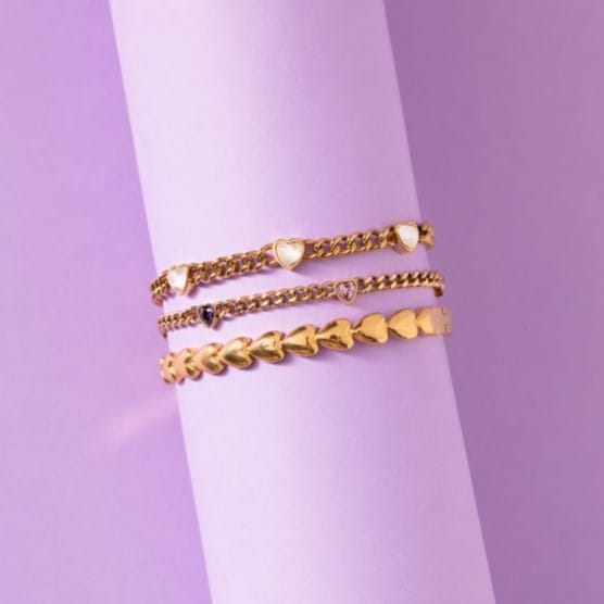 Stainless steel goldplated bangle harten