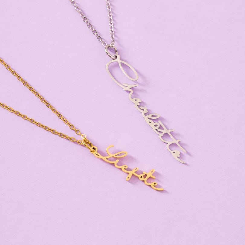 Stainless steel naamketting voor dames