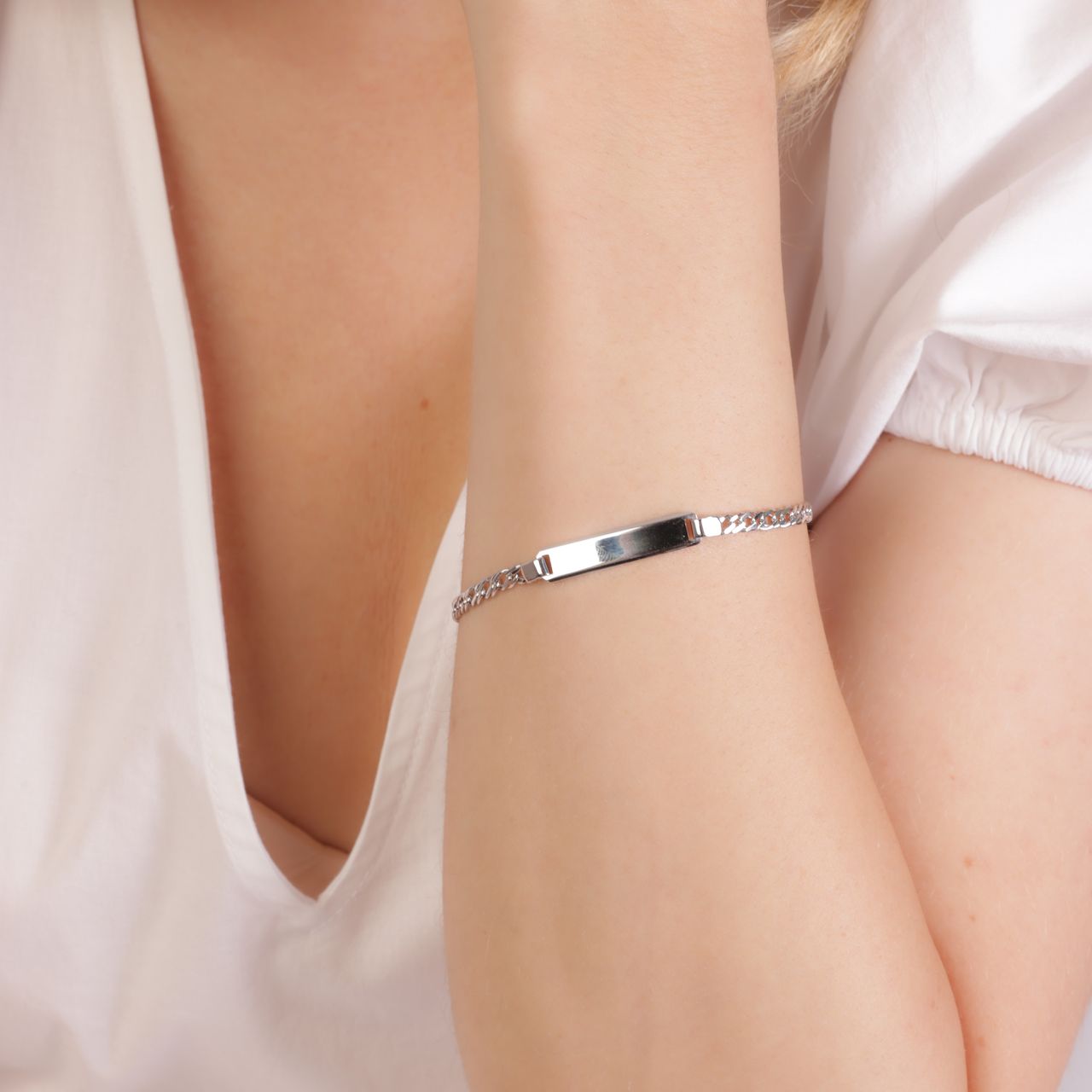 Plattenarmband aus 925 Silber 19 cm