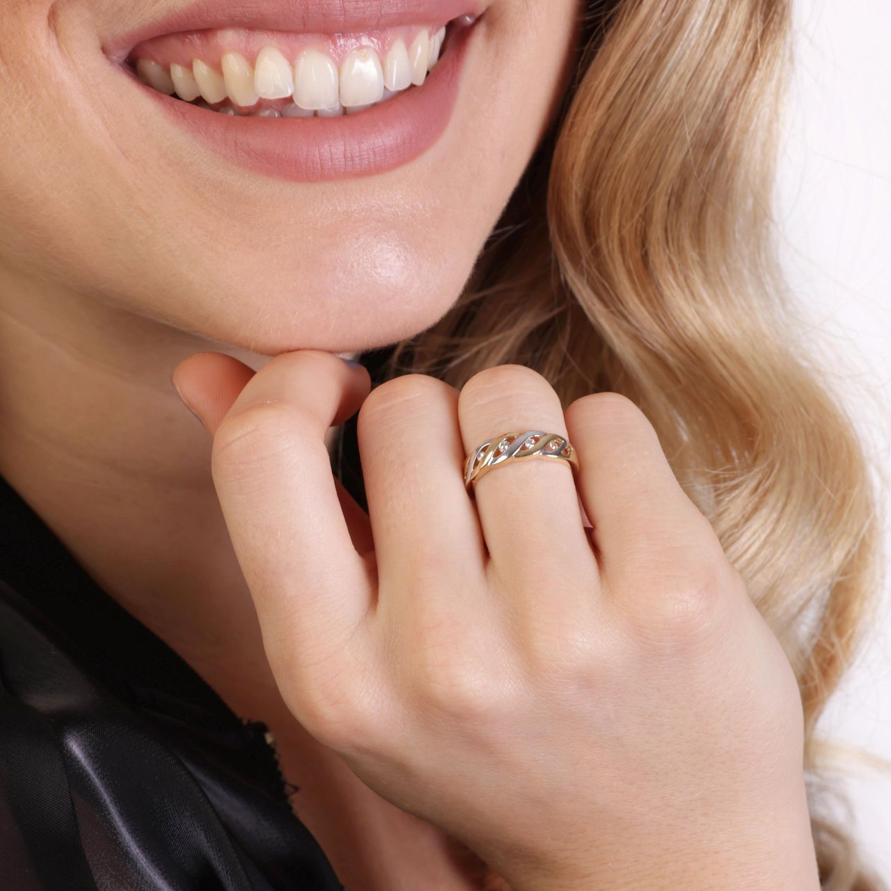 14 karaat bicolor ring met zirkonia