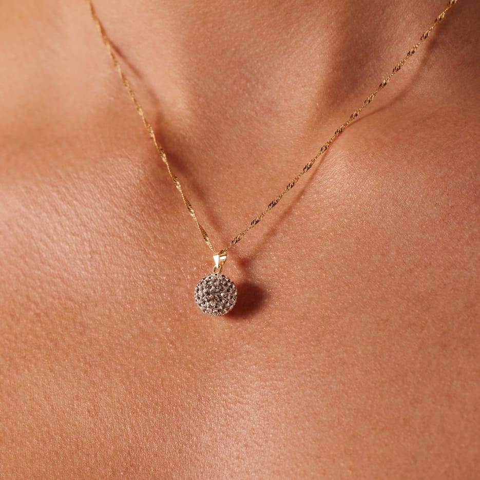 14 karaat geelgouden ketting en hanger met kristal