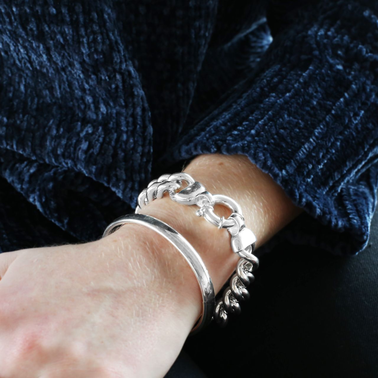 Zilveren armband bangle vlak