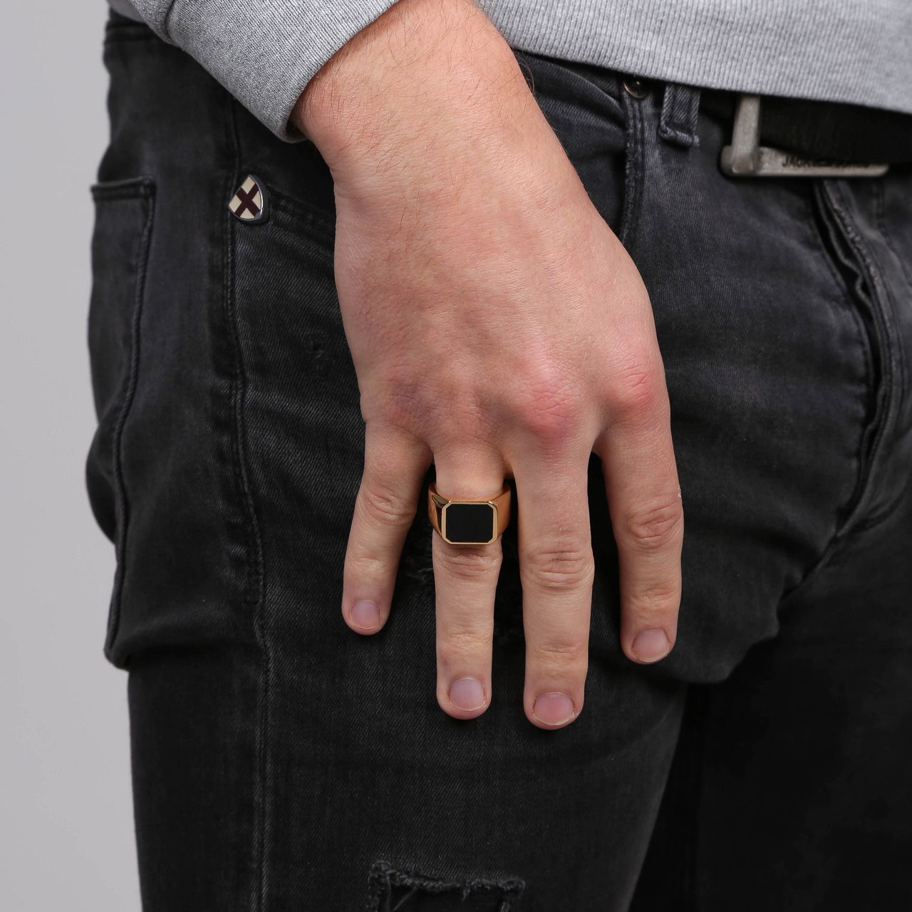 Gold plated herenring onyx