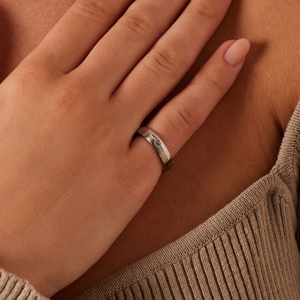 Gerecycled stainless steel vriendschapsring rome dames