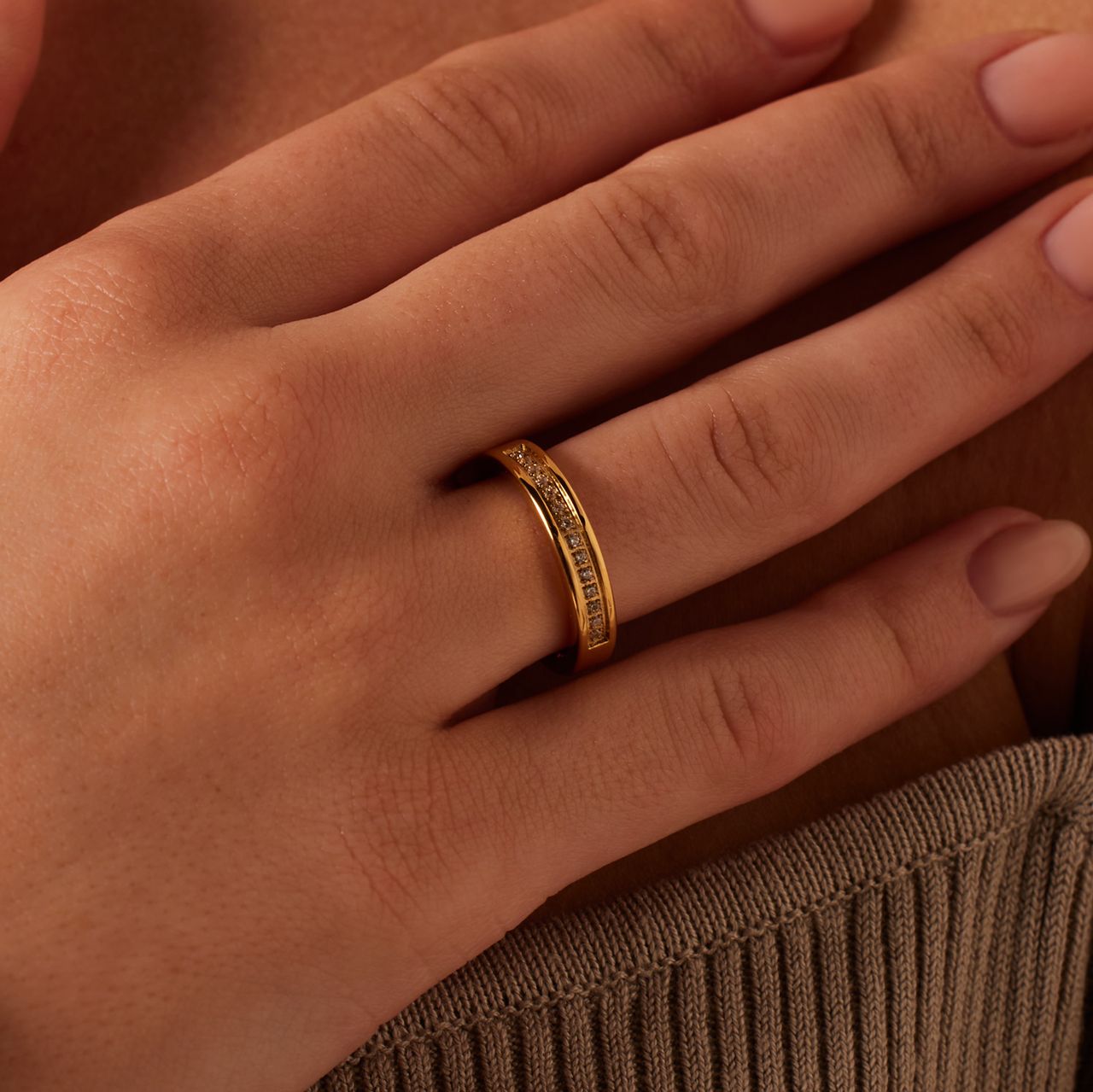 Stainless steel goldplated vriendschapsring Marrakech met zirkonia voor dames