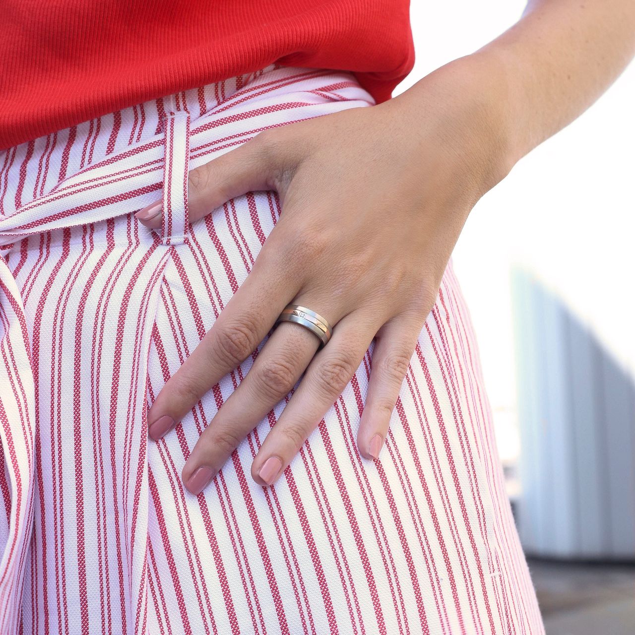 Stainless steel roséplated ring met zirkonia voor dames