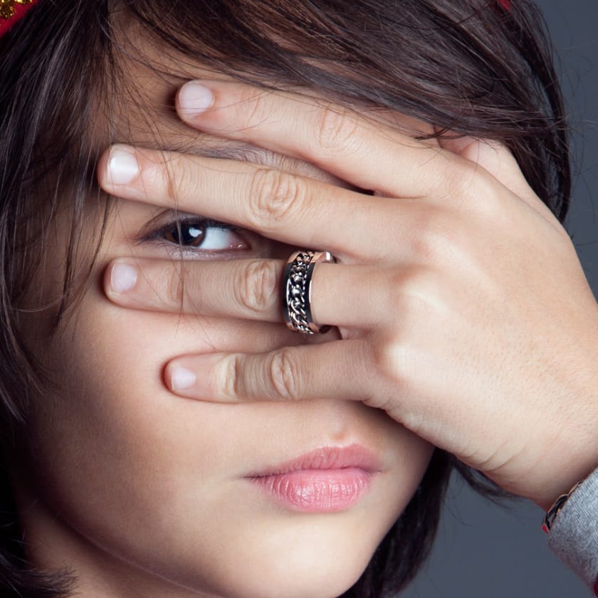 Gerecycled stainless steel jongensring met schakel