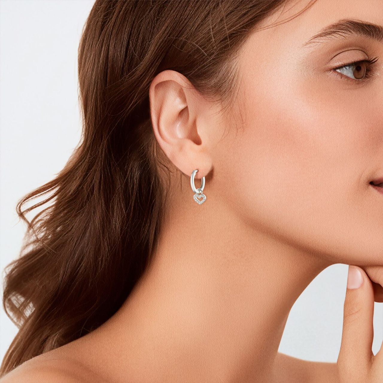 Zilveren kinderoorbellen hart met zirkonia