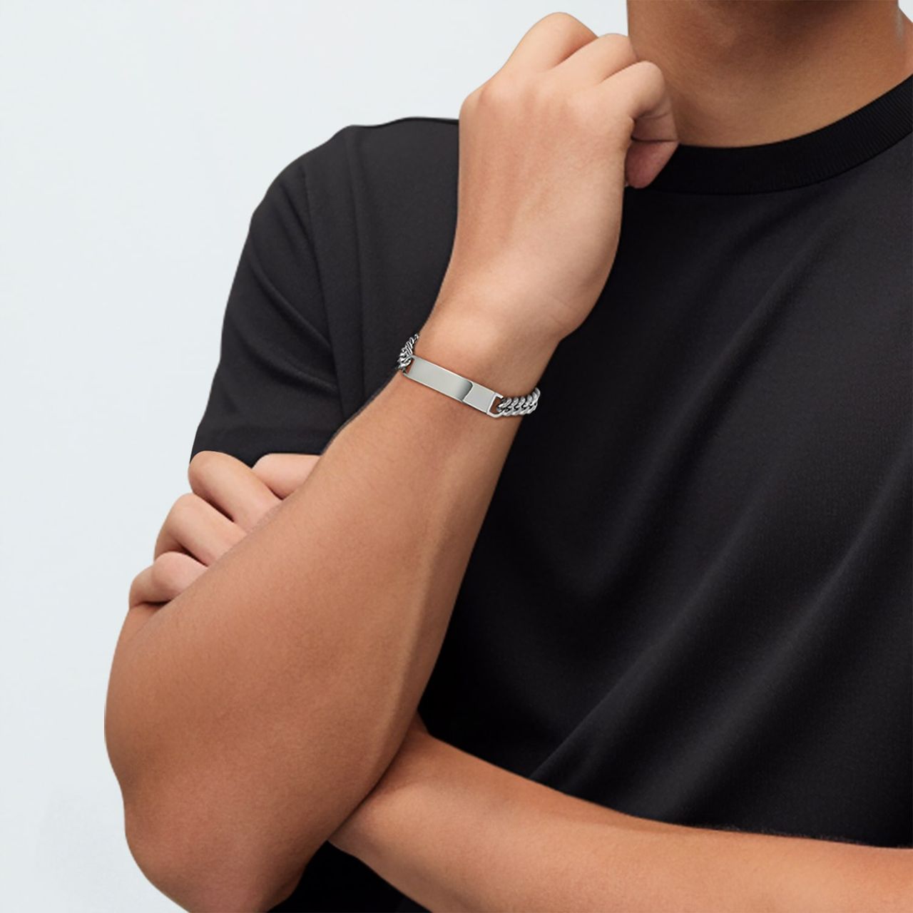 Plattenarmband für Herren aus Edelstahl