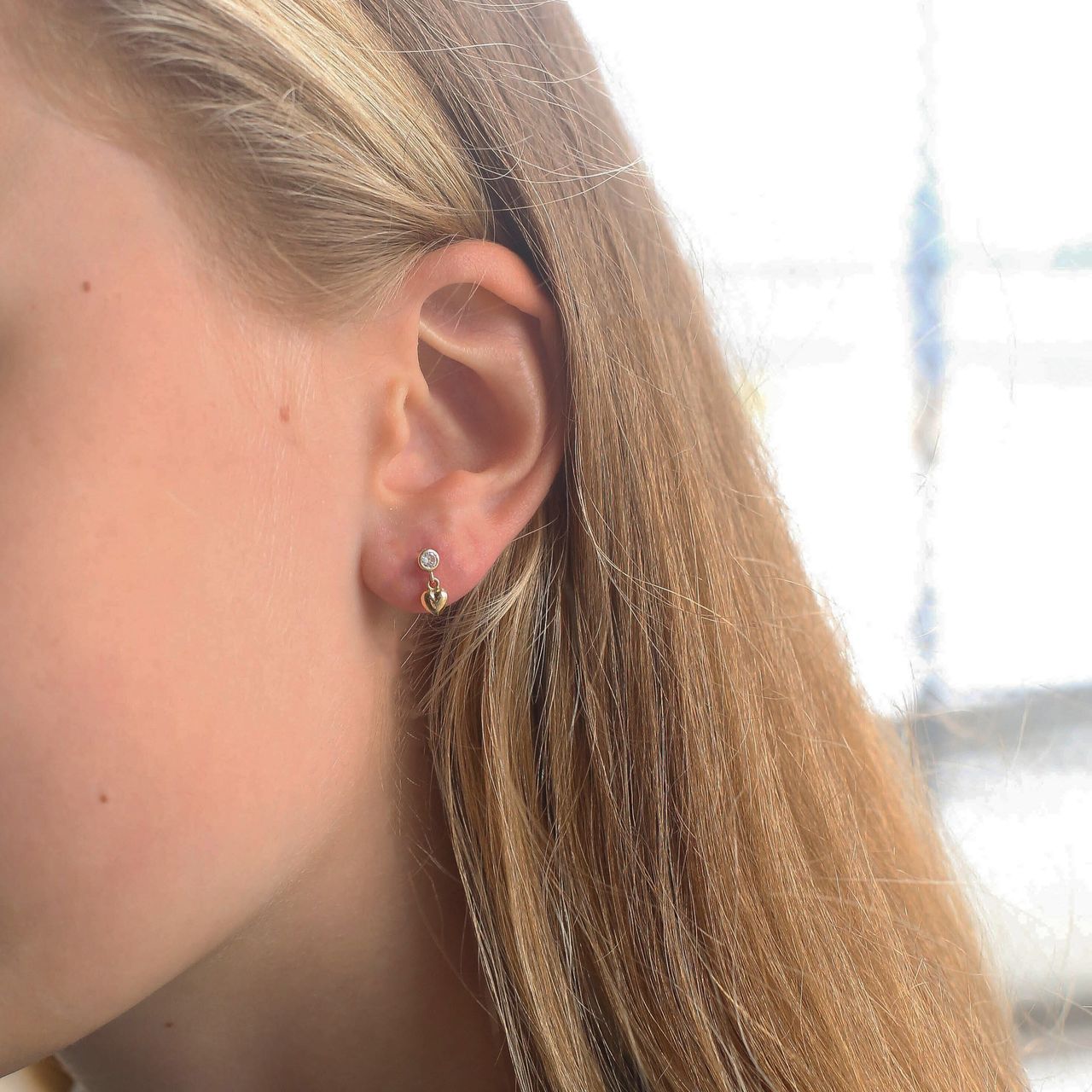 Kinderohrringe, 585 Gelbgold, Herz mit Zirkonia