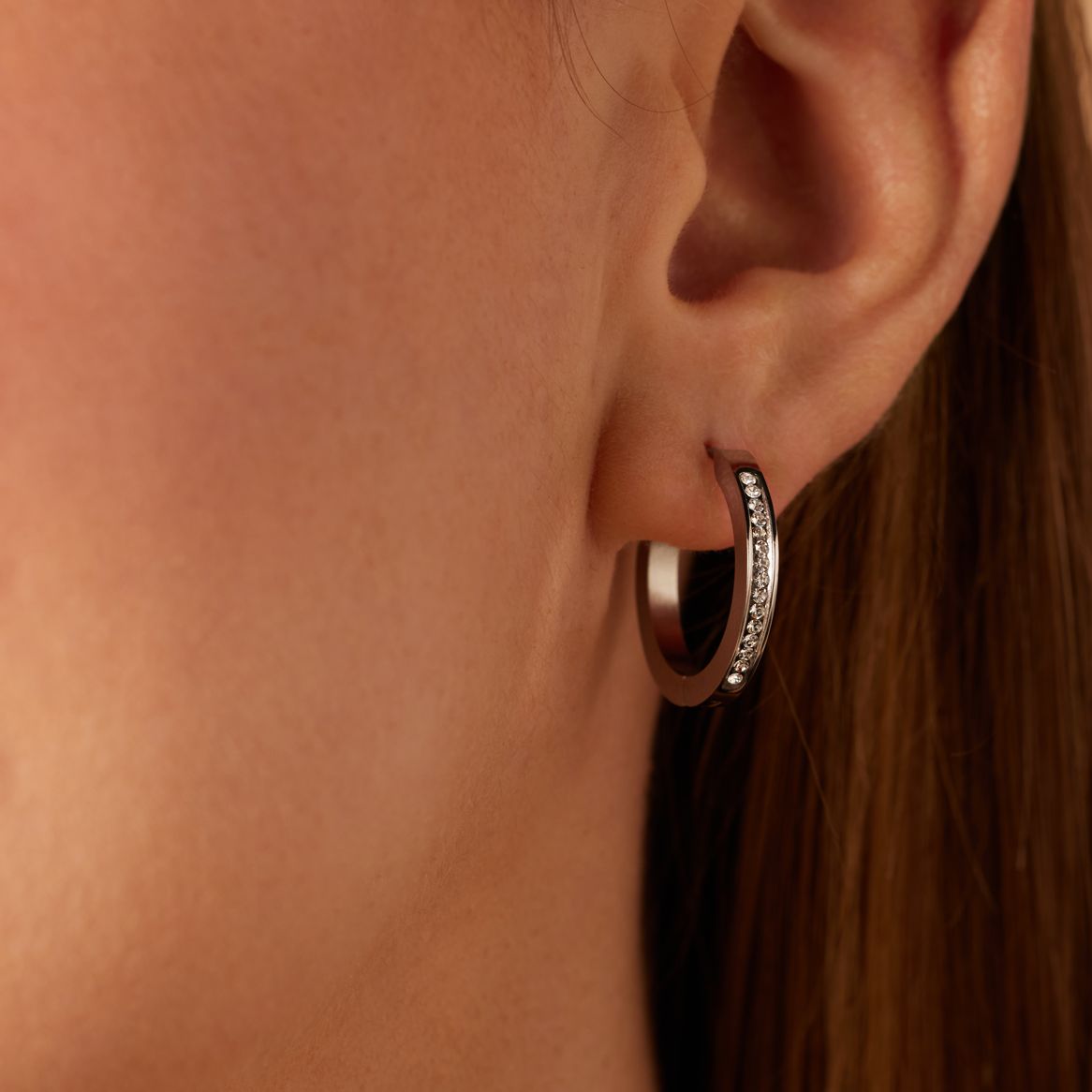 More combinations gerecycled stalen oorringen kristal voor dames