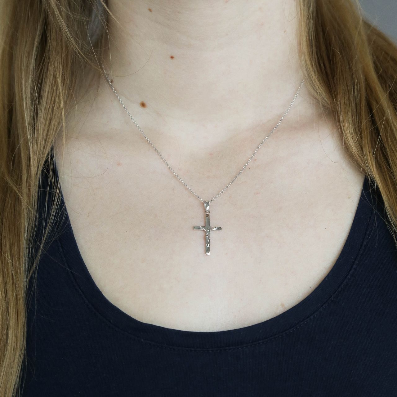 Silber-Herrenanhänger, Kreuz, Körper