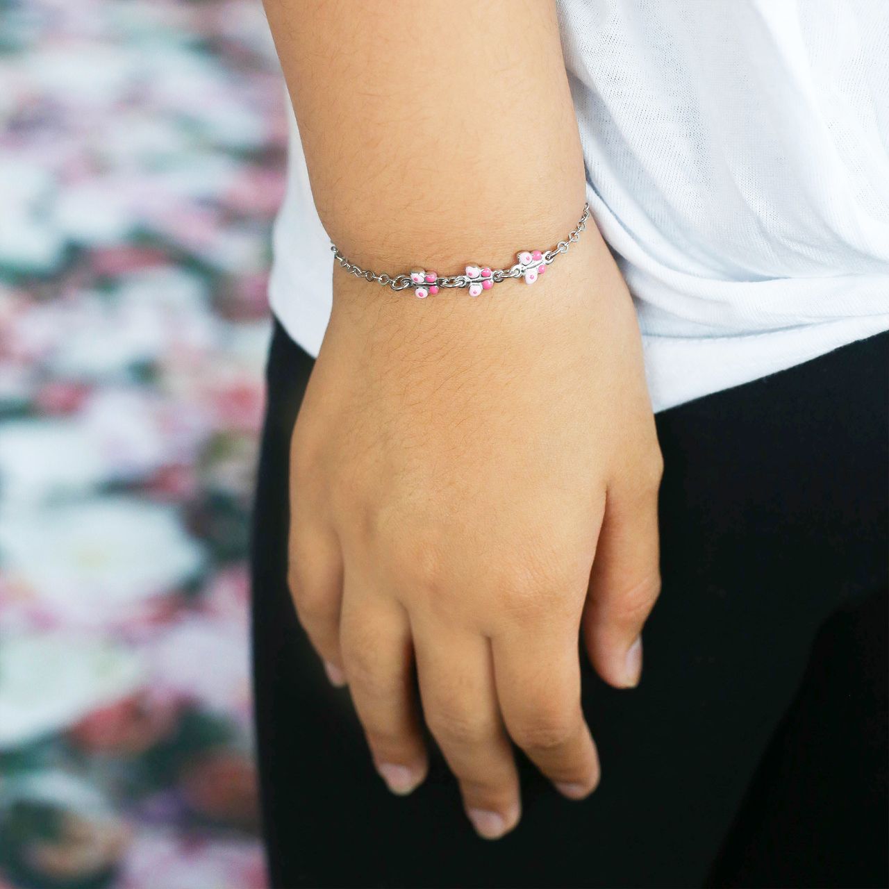Zilveren meisjesarmband met bedels