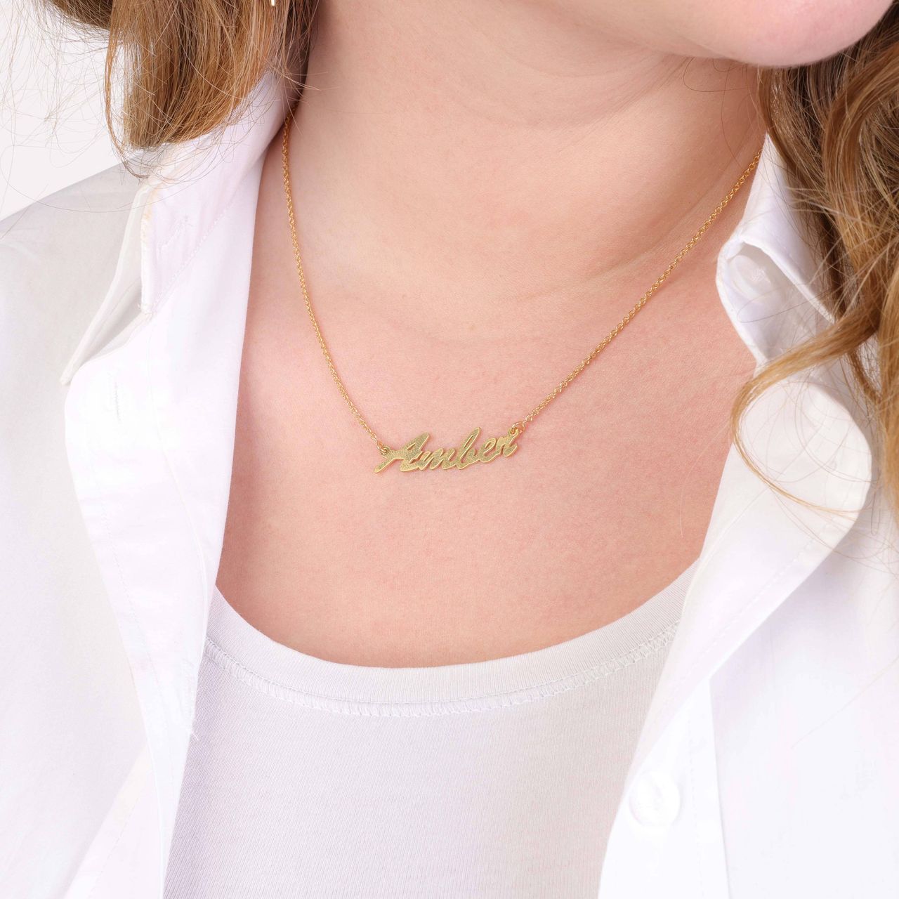 Zilveren goldplated naamketting voor dames