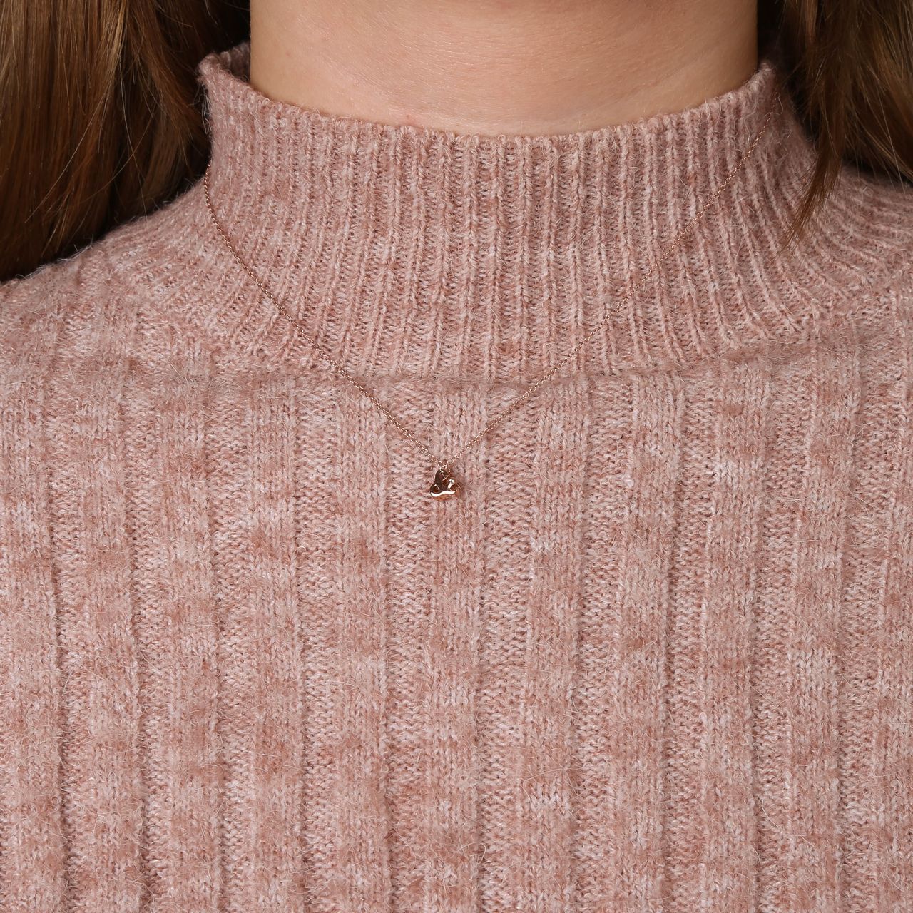 Zilveren roseplated hanger ampersand met zirkonia