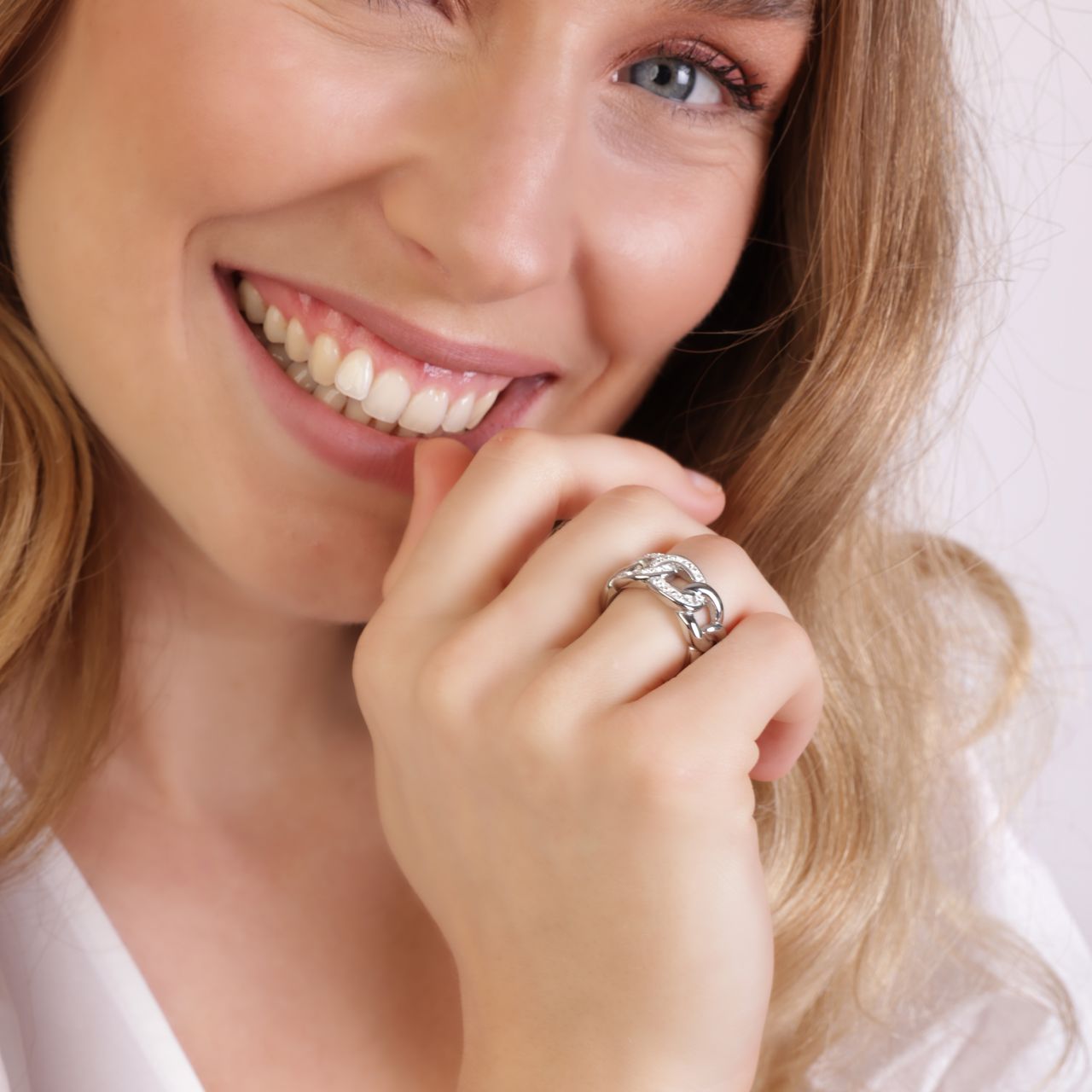 Gerecycleerd stainless steel ring crystal