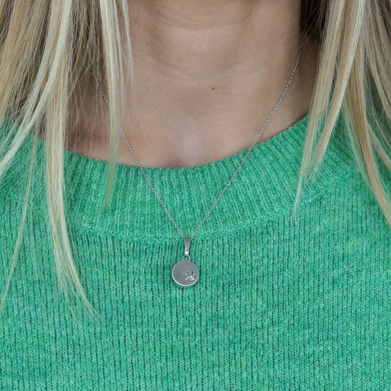 Asche-Charms in 925 Silber rund mit Hundepfote