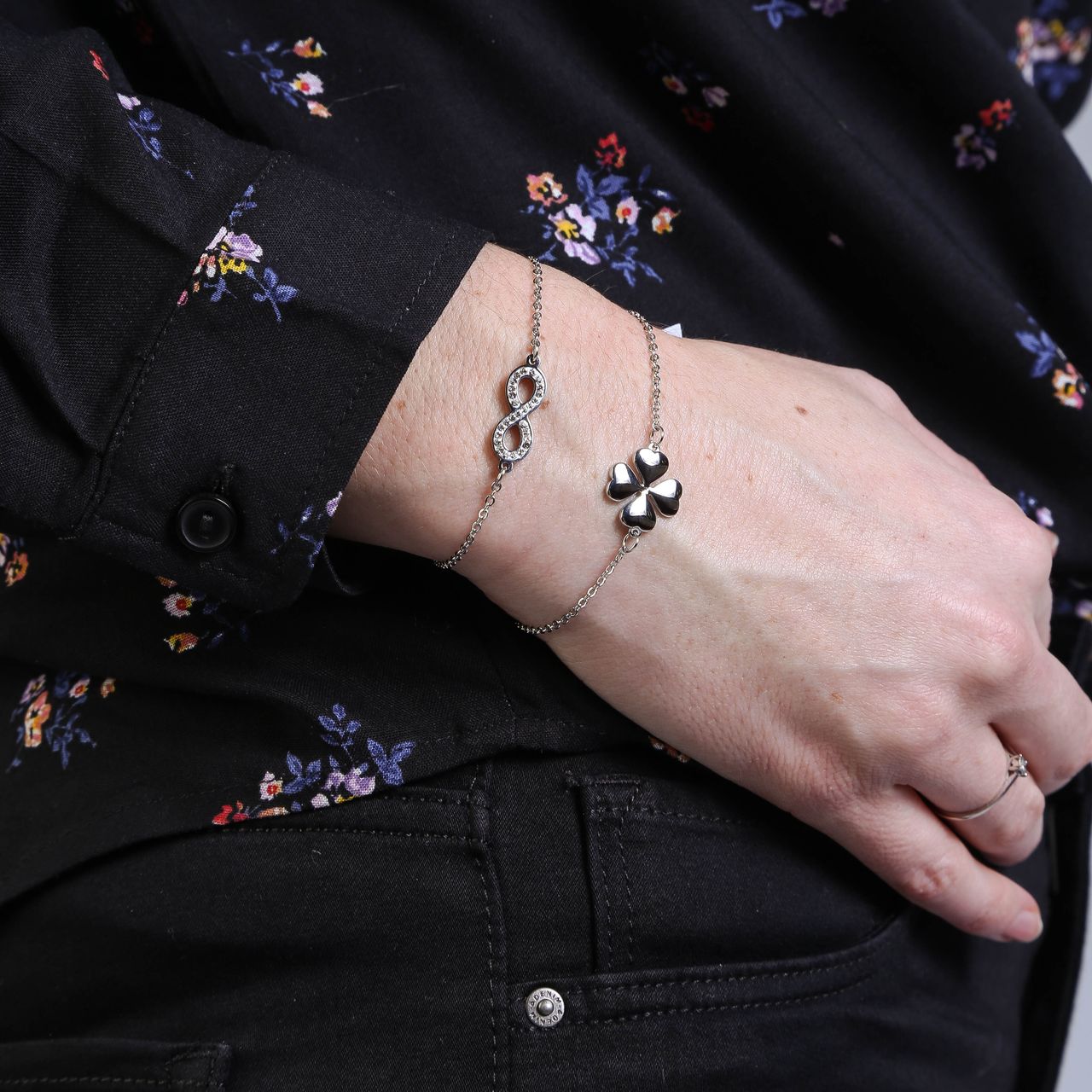 Gerecycled stainless steel armband klaver