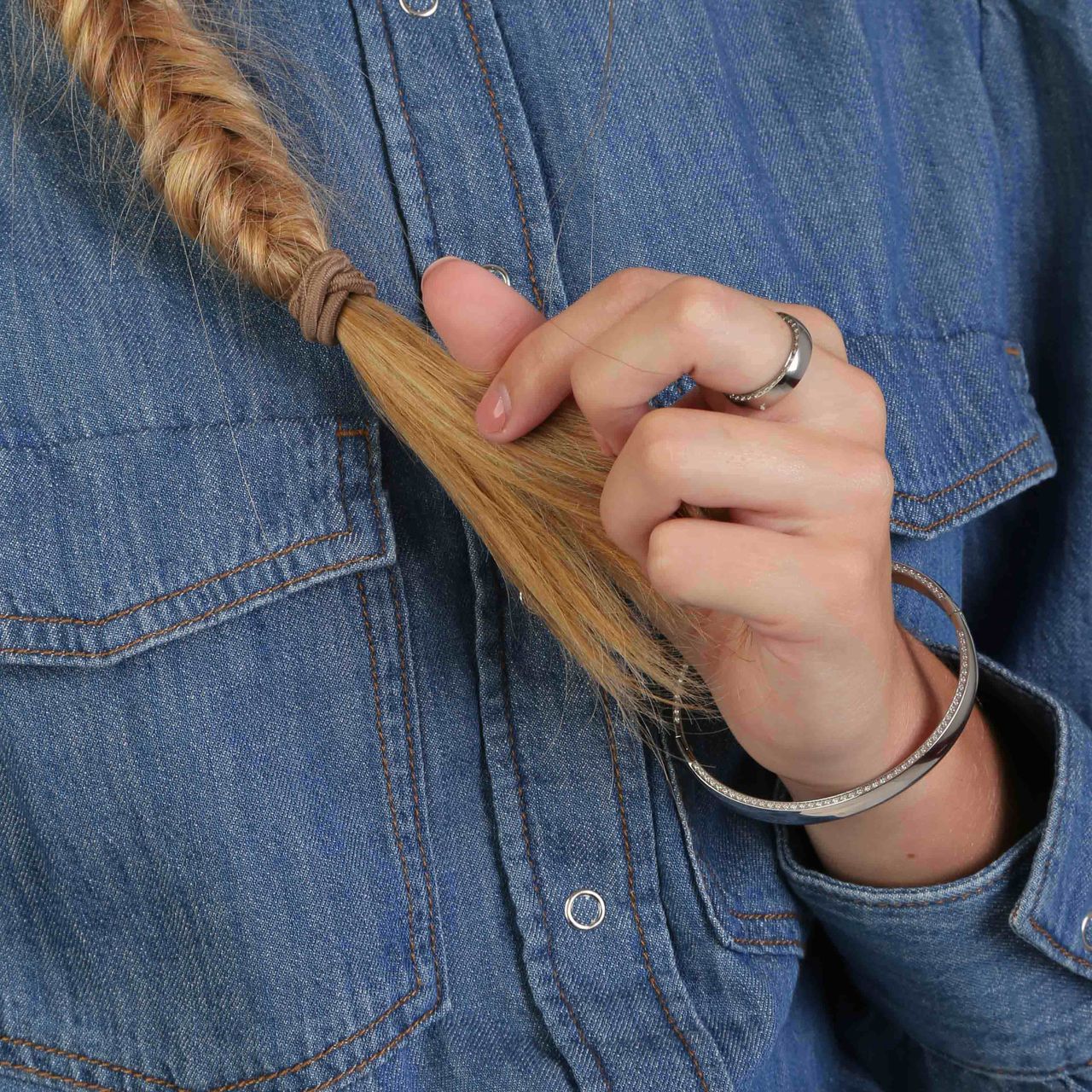 Gerecycled stainless steel ring met zirkonia