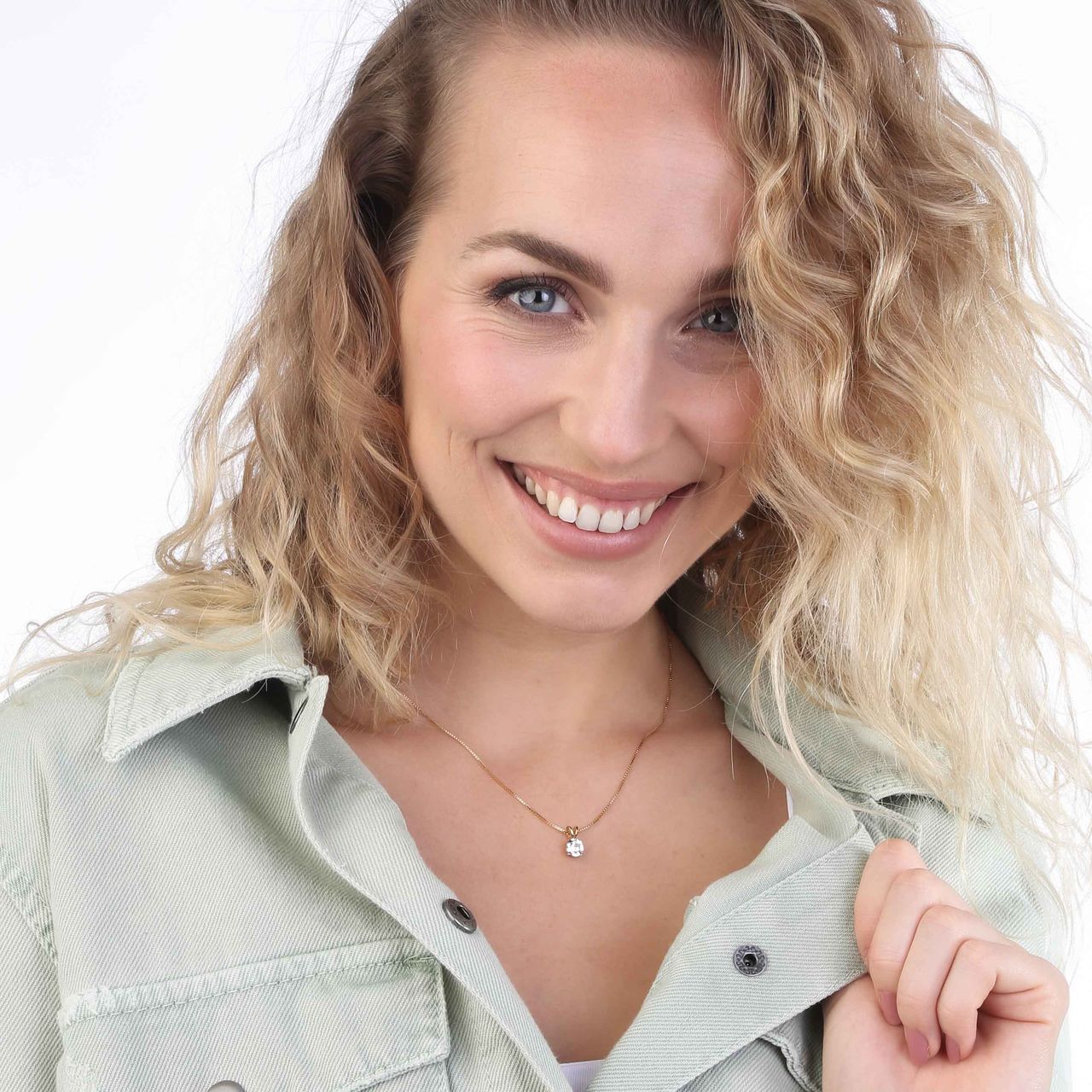 Zilveren ketting&hanger met zirkonia voor dames