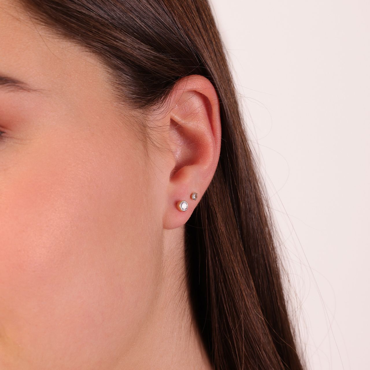 Ohrringe, 585 Gelbgold, mit Zirkonia, 4 mm