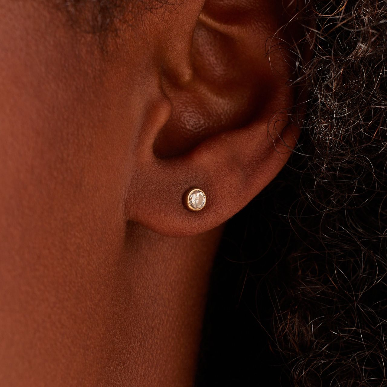 Ohrringe, 585 Gelbgold, mit Zirkonia, 4 mm