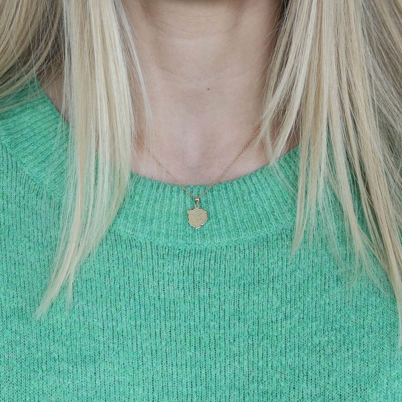 Anhänger, 585 Gelbgold, Jungenkopf