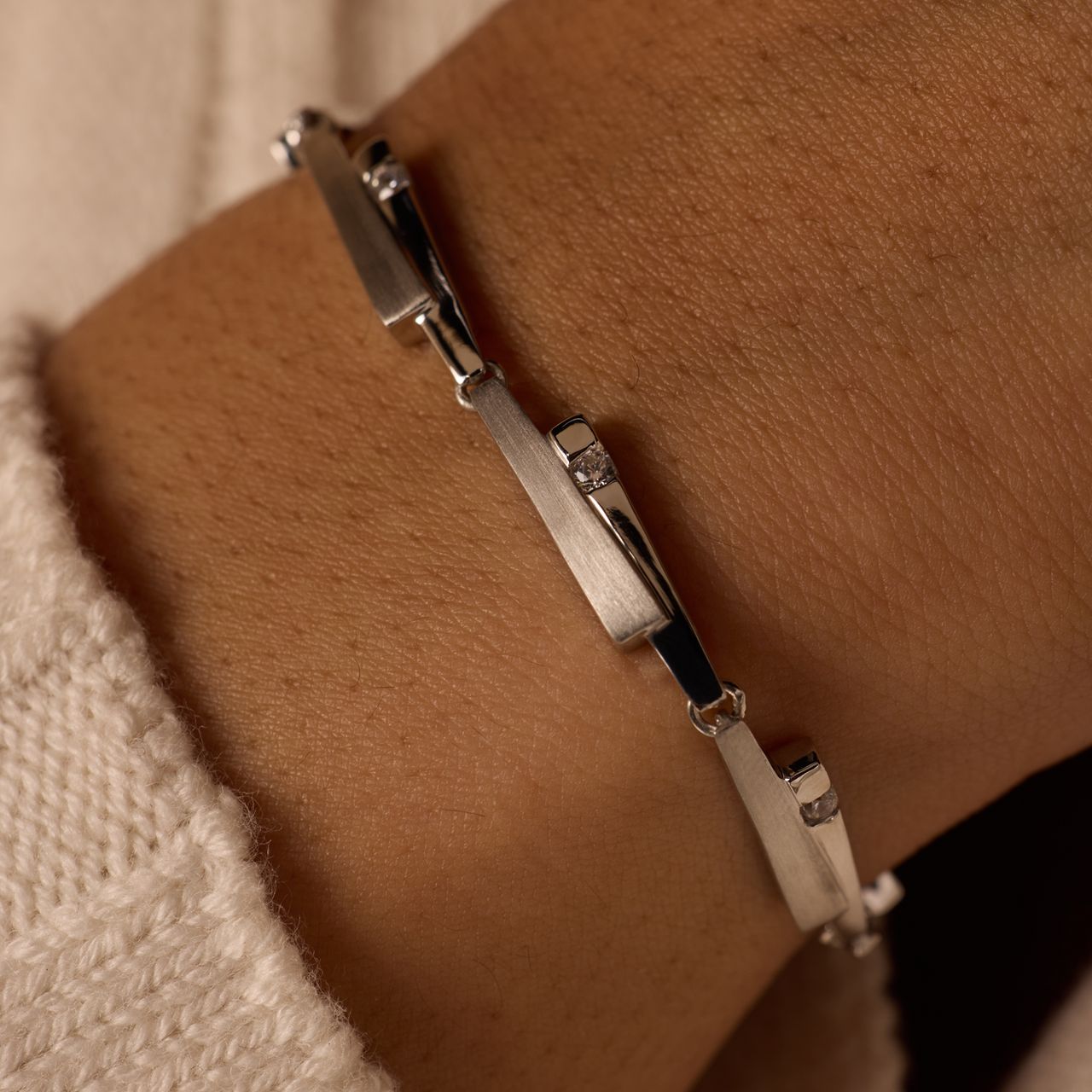 Armband in 925 Silber matt/glänzend Zirkonia
