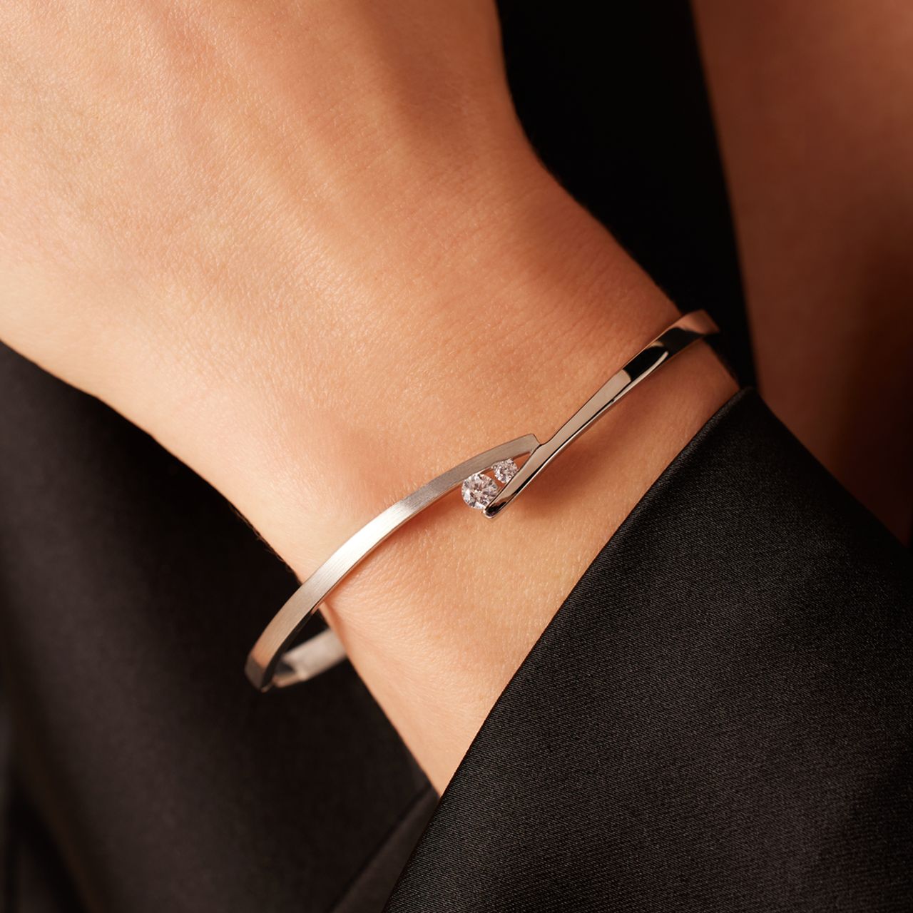 Armband in 925 Silber matt/glänzend Zirkonia