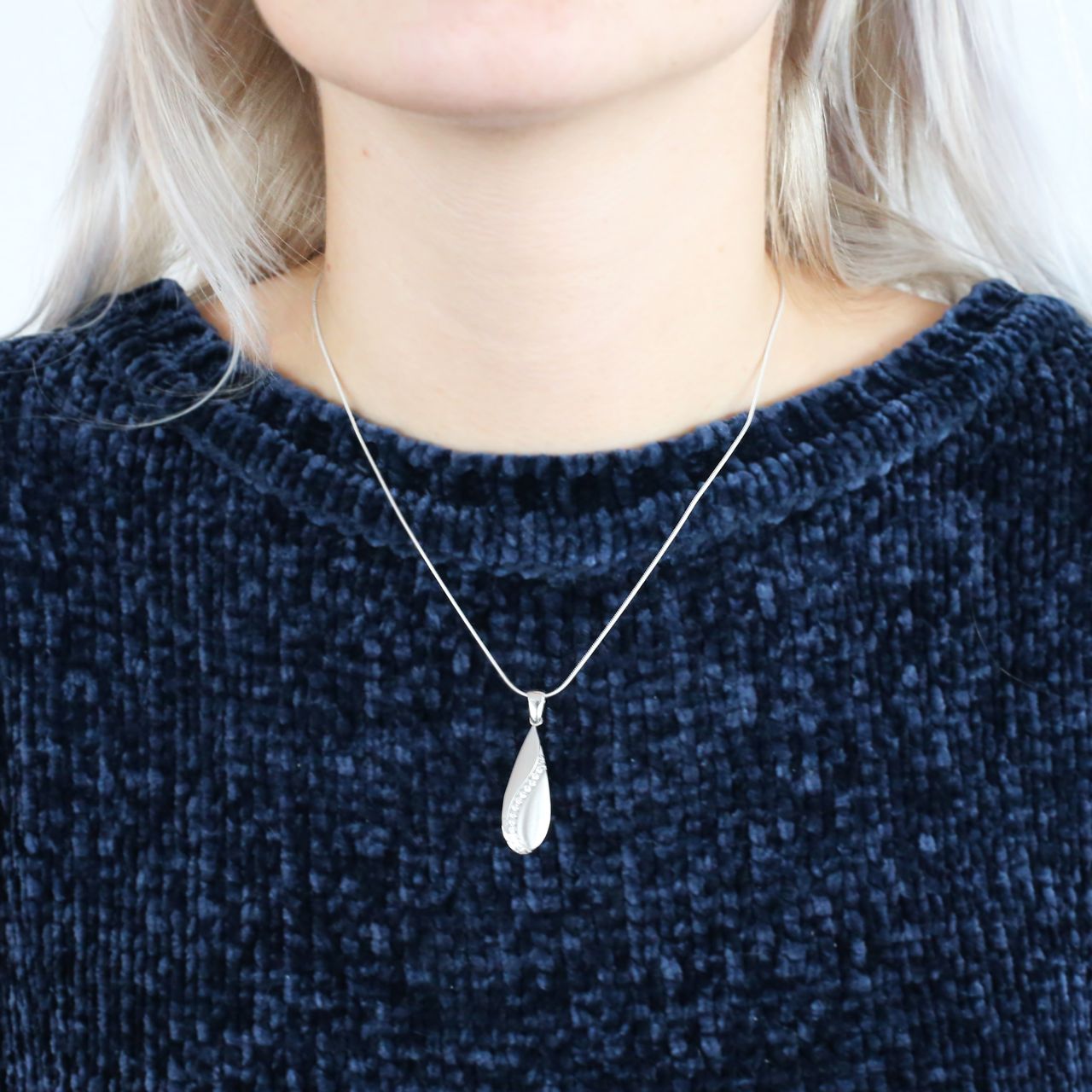 Zilveren ketting&hanger mat/glans zirkonia