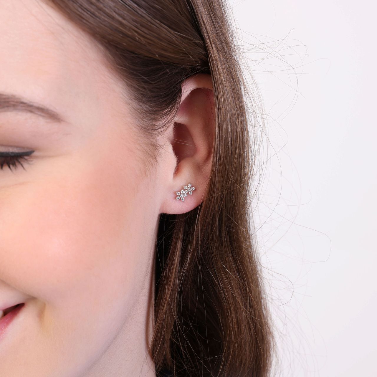 Ohrringe in 925 Silber Blumen mit Zirkonia