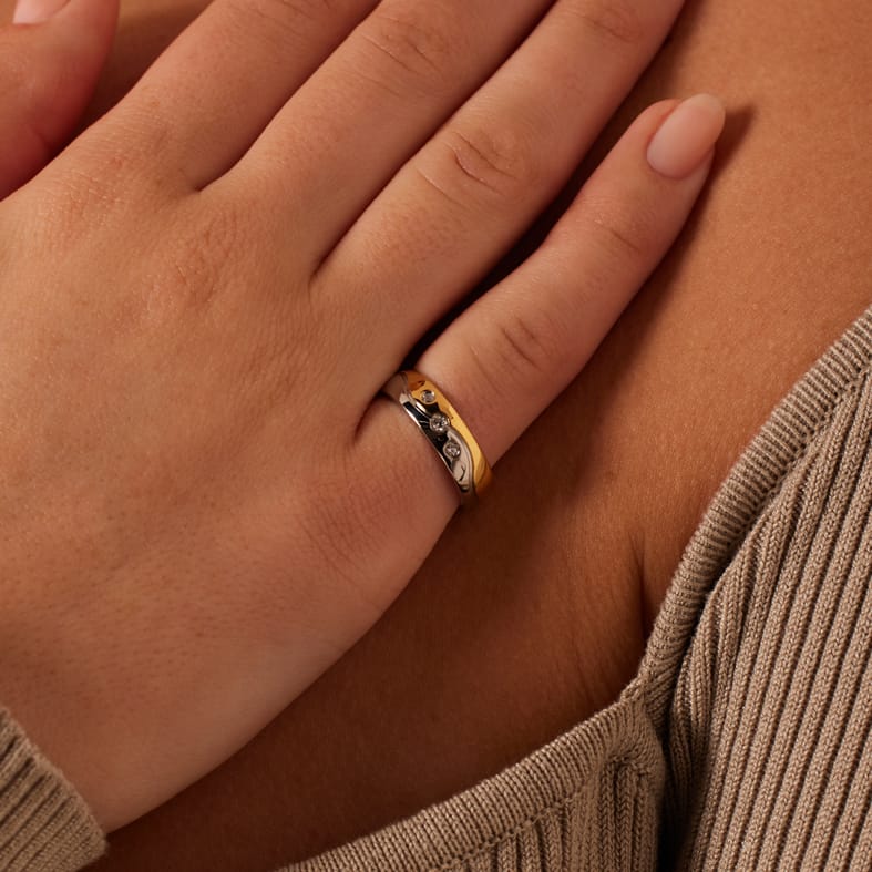 Stainless steel goldplated liefdesring Valletta met zirkonia voor met zirkonia voor dames