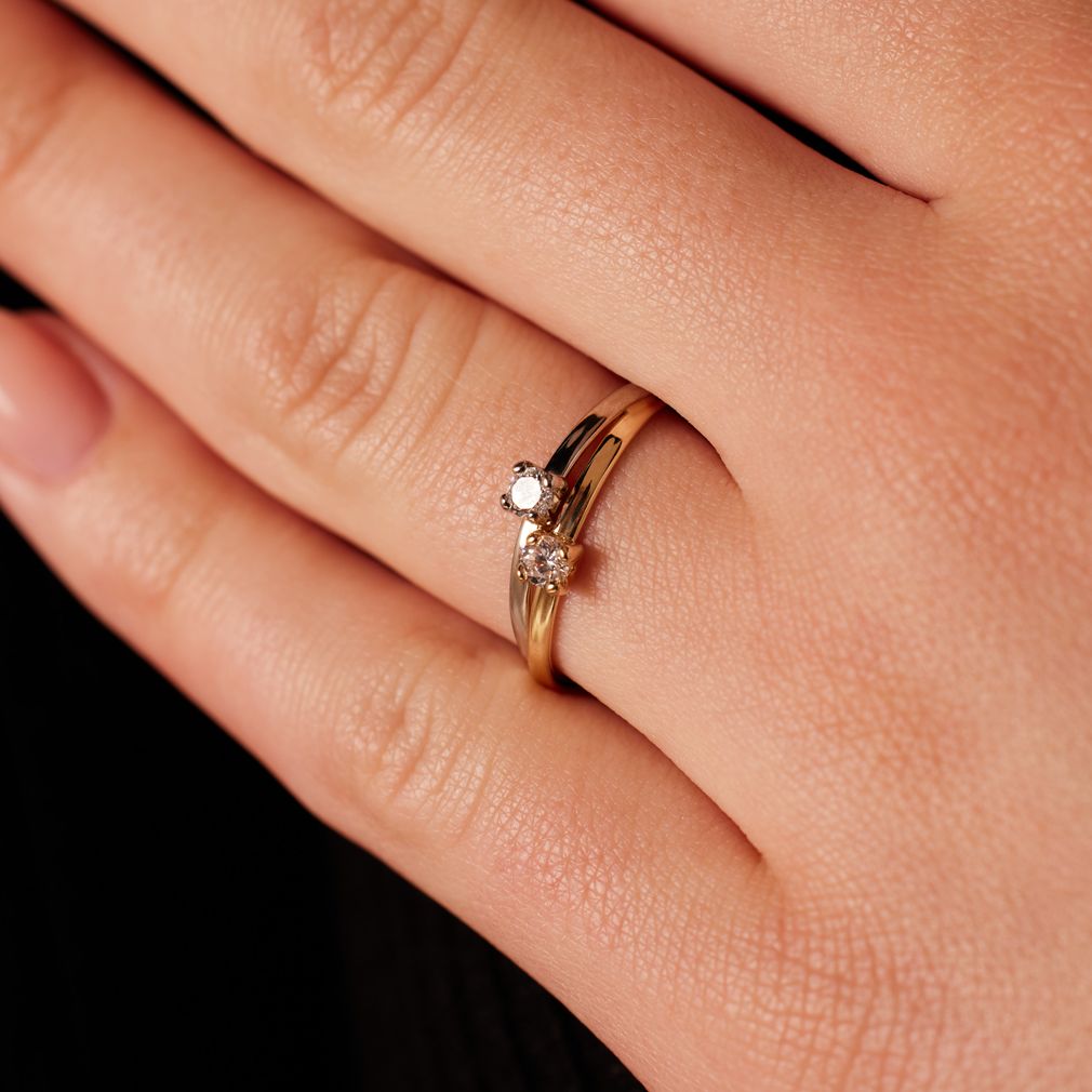 Bicolor-Ring, 585 Gold, mit Zirkonia