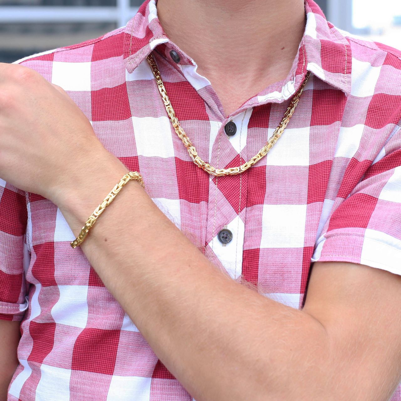 Goldplated cadeauset koningsschakel