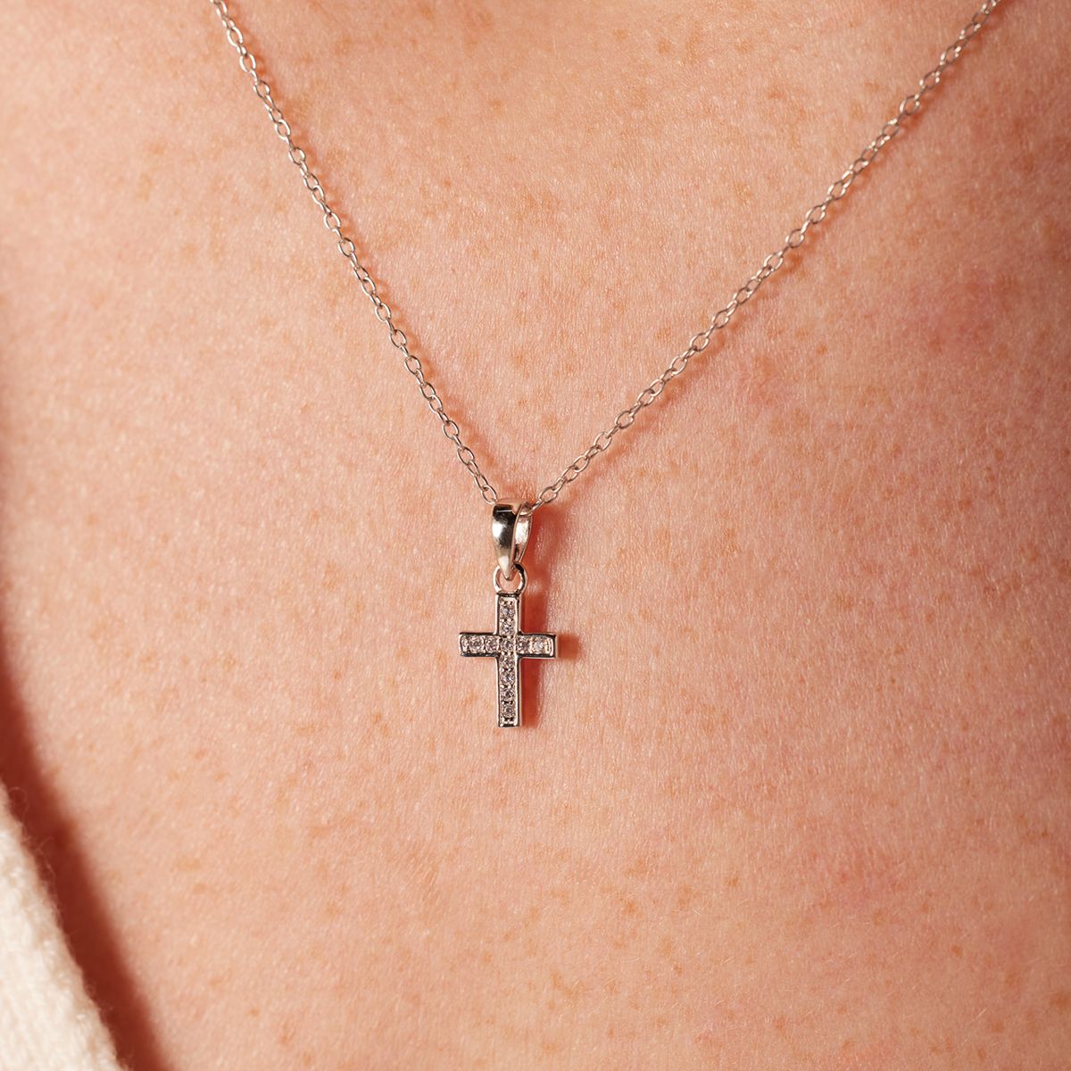 Silberanhänger Kreuz mit Zirkonia