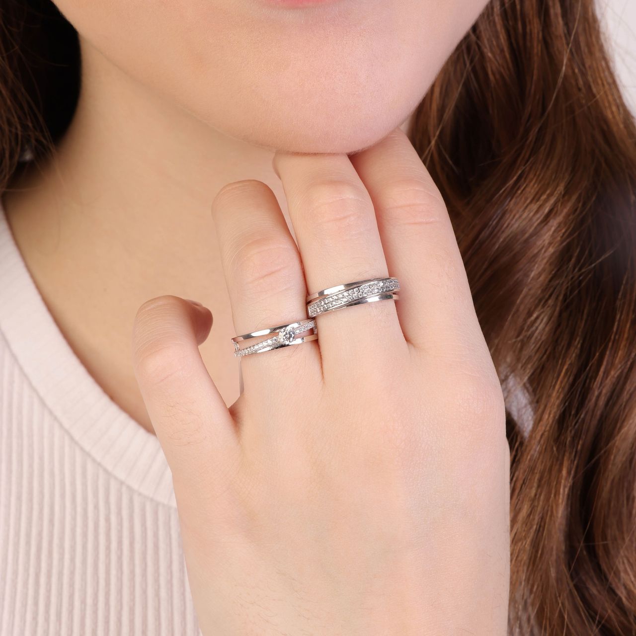 Zilveren ring met zirkonia