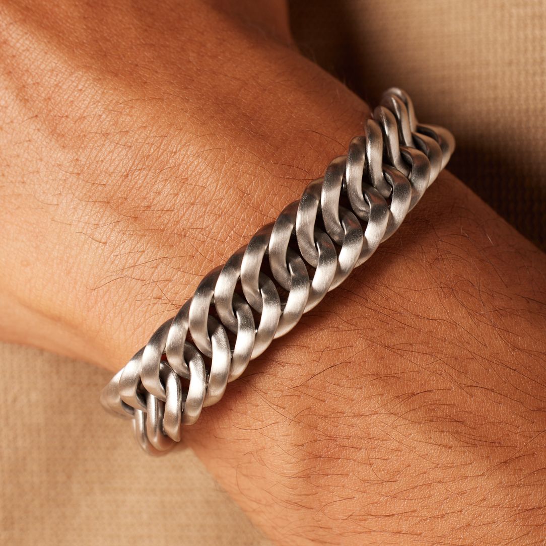 Gliederarmband aus Edelstahl für Herren, matt