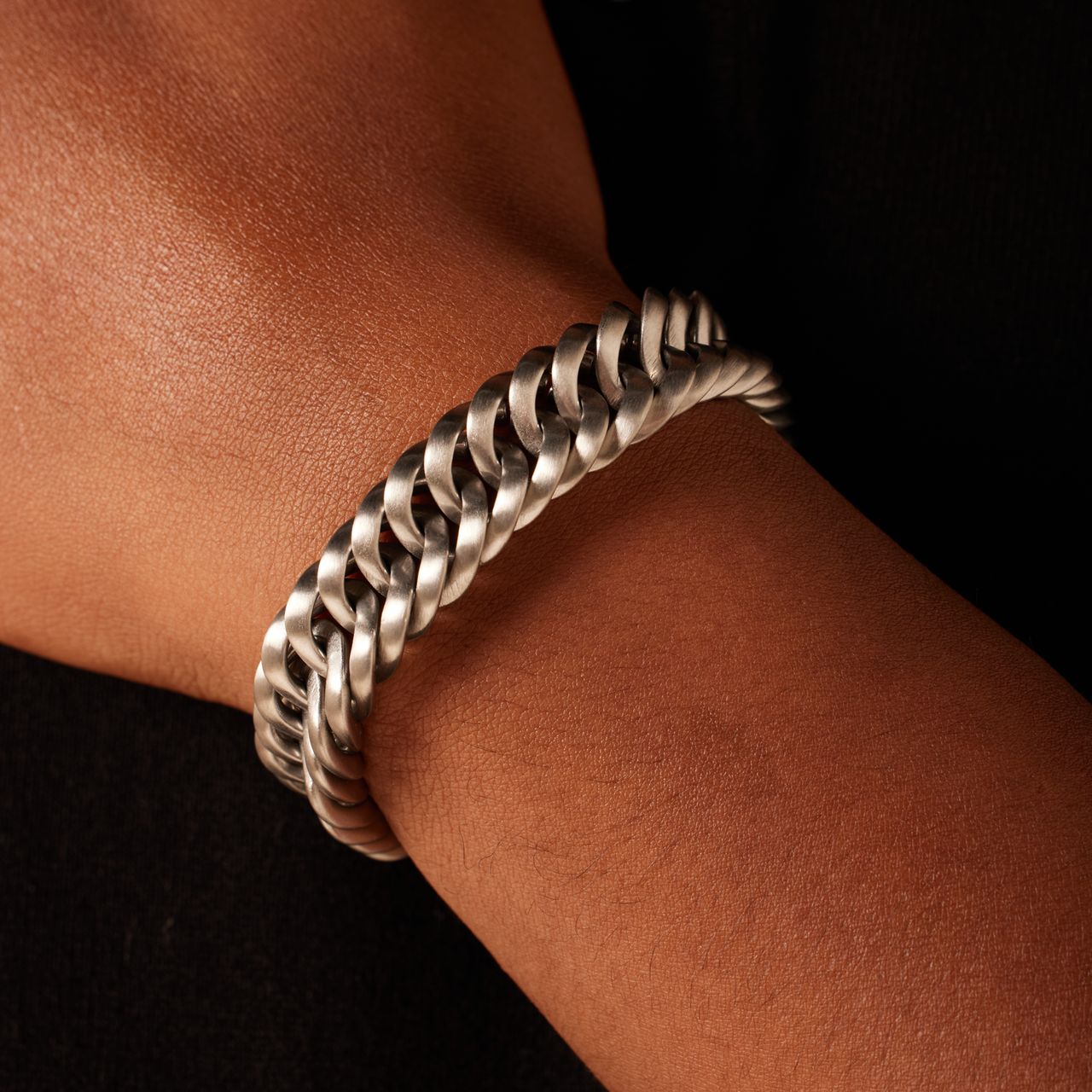 Stainless steel heren schakelarmband mat