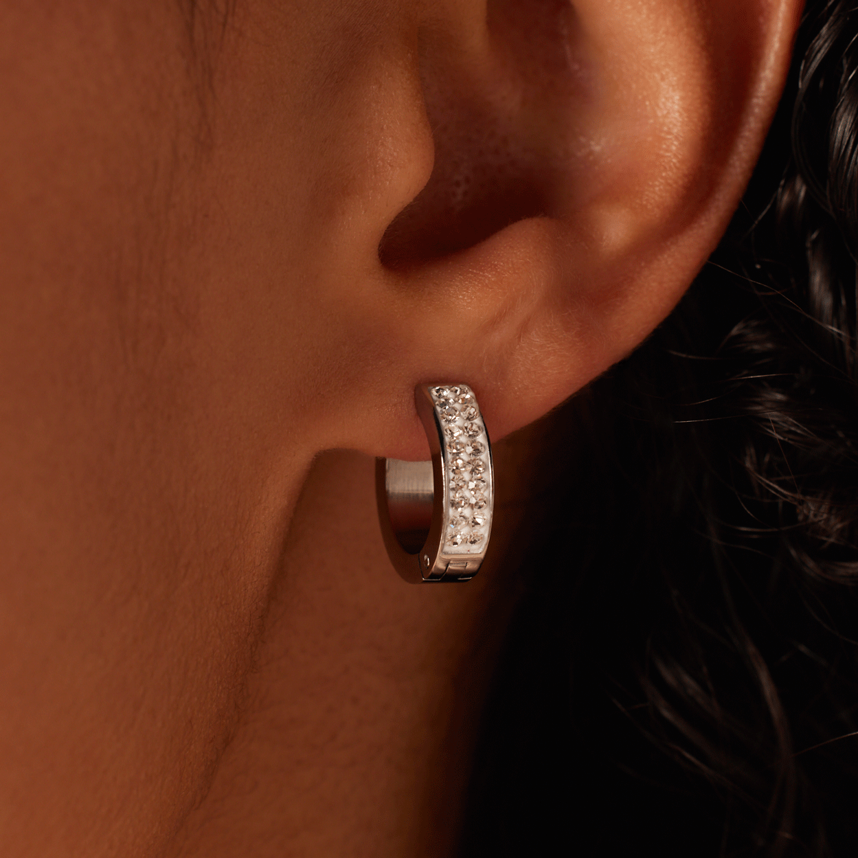 Colours by Kate gerecycled stainless steel oorringen met kristal voor dames