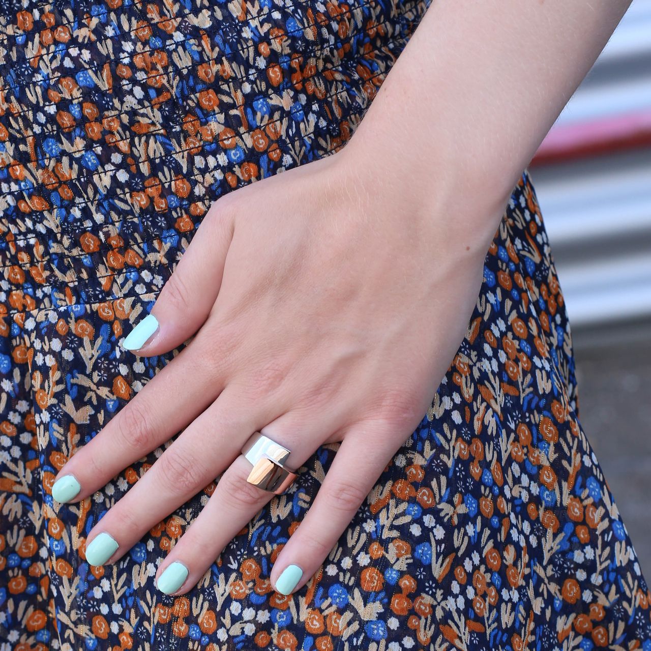 Gerecycleerd stalen ring staal/roseplated