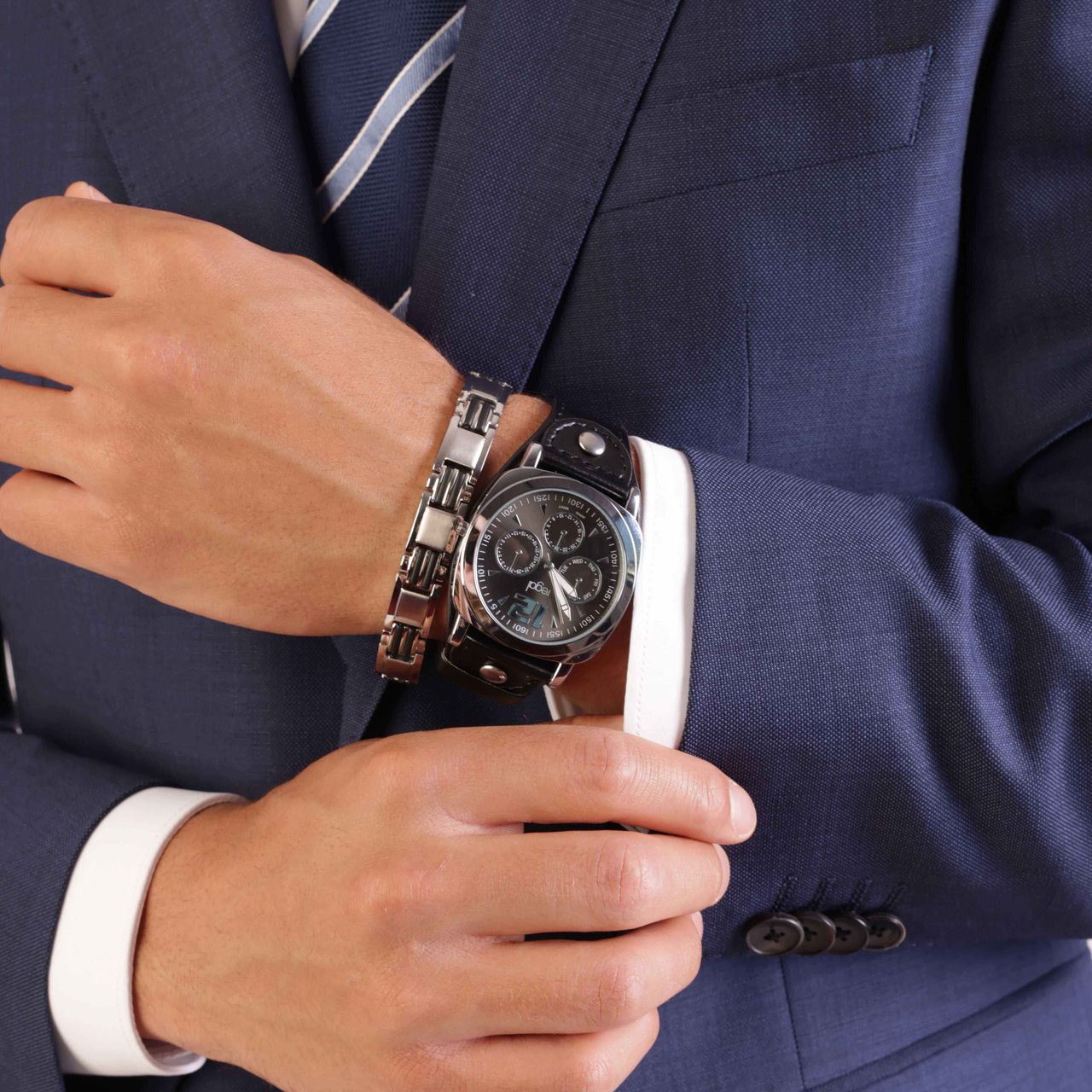 Gerecycled stalen set armband & regal horloge