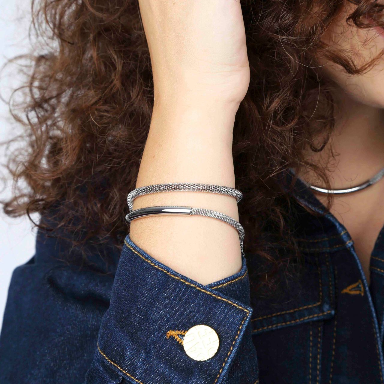 Gerecycleerd zilveren set met twee armbanden