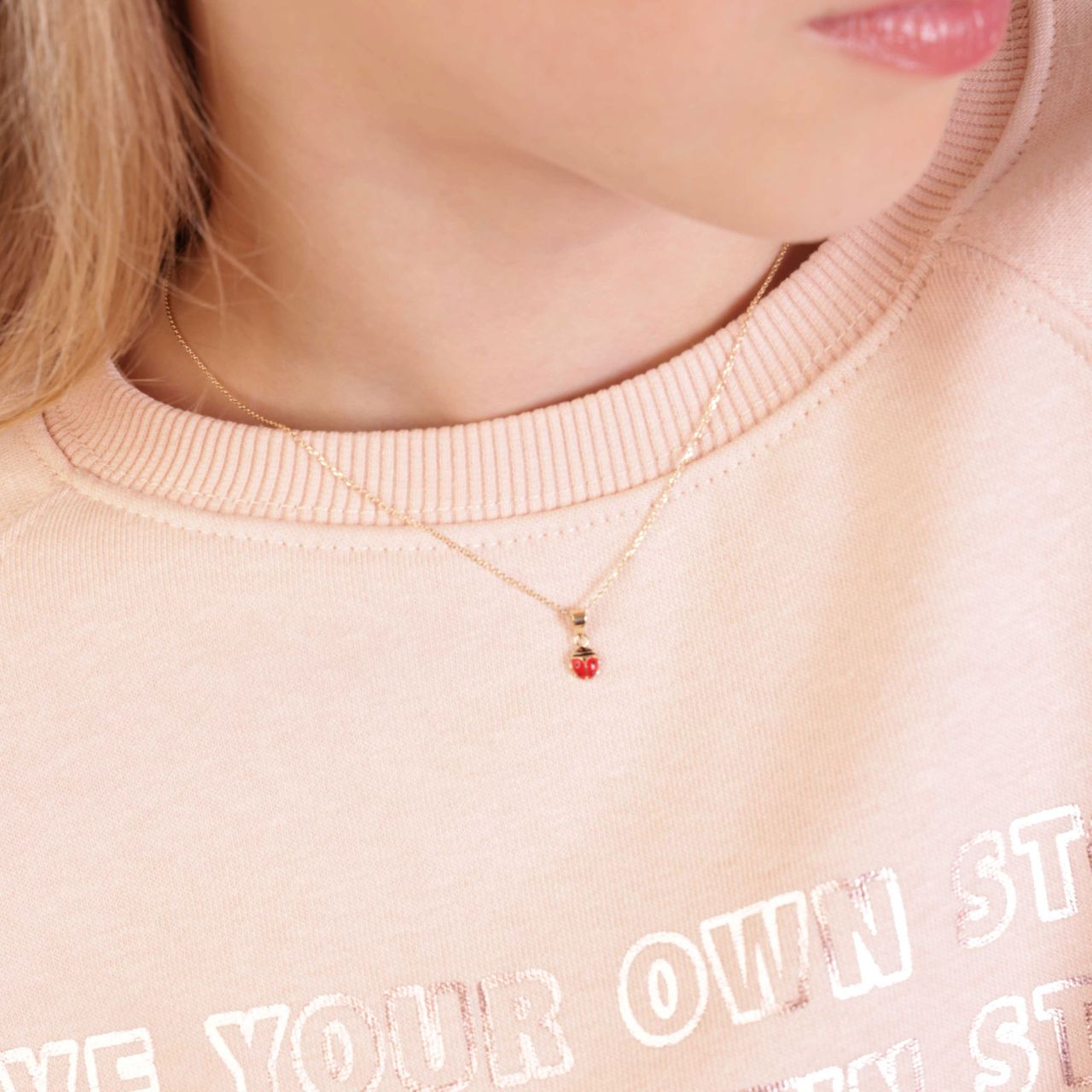 14K geelgouden ketting Hanger lieveheersbeestje