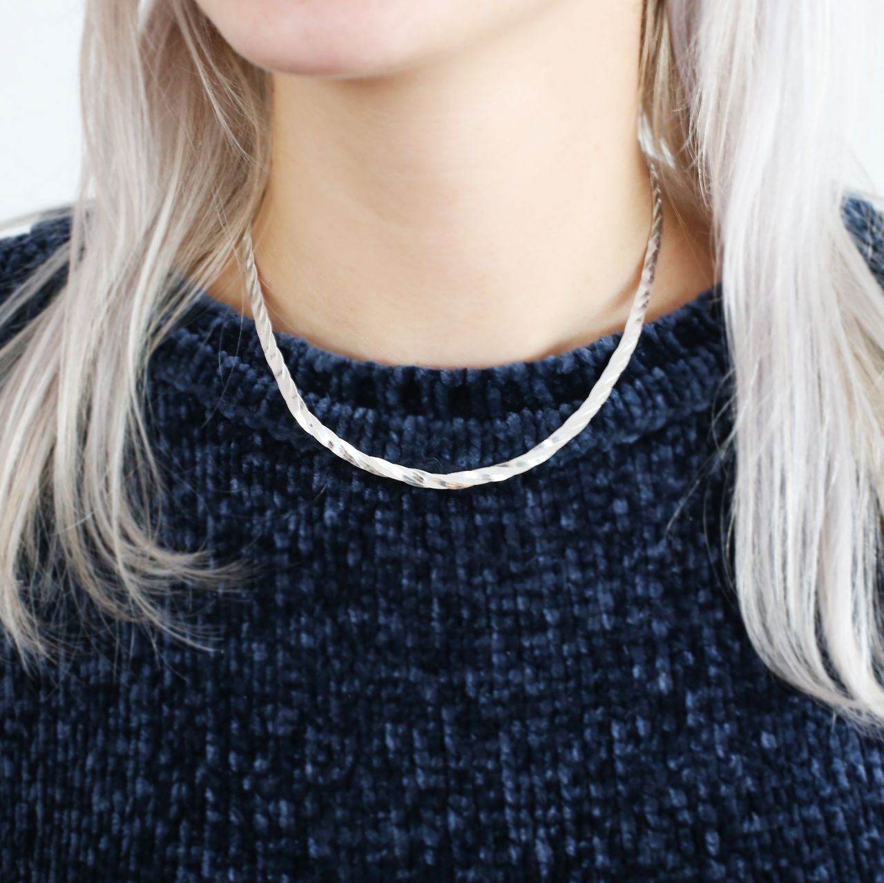 Gerecycleerd zilveren ketting 42 cm