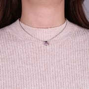 Stalen ketting met roze zirkonia