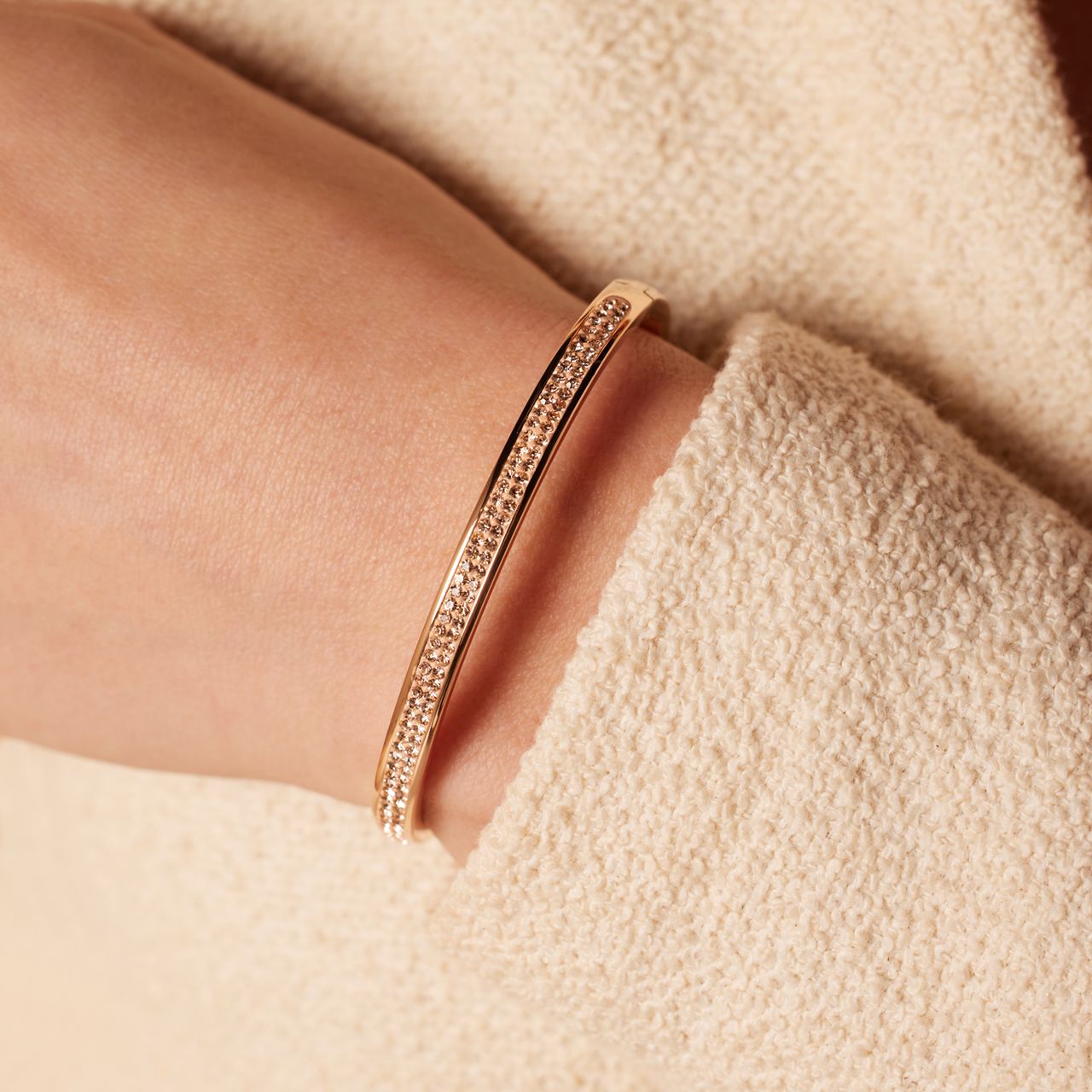 Edelstahlarmband rotvergoldet Light Peach Kristall