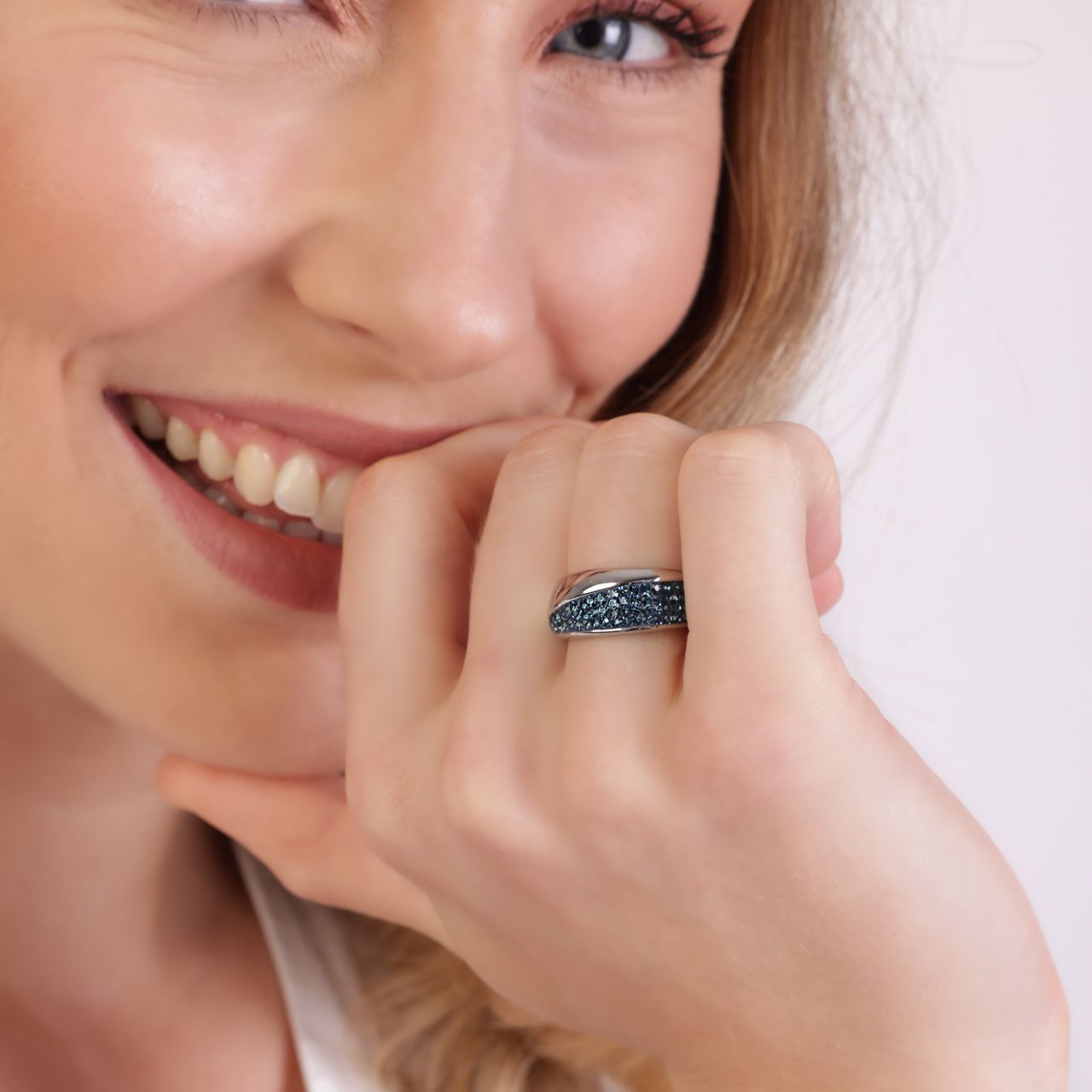 Gerecycleerd stainless steel ring montana kristal