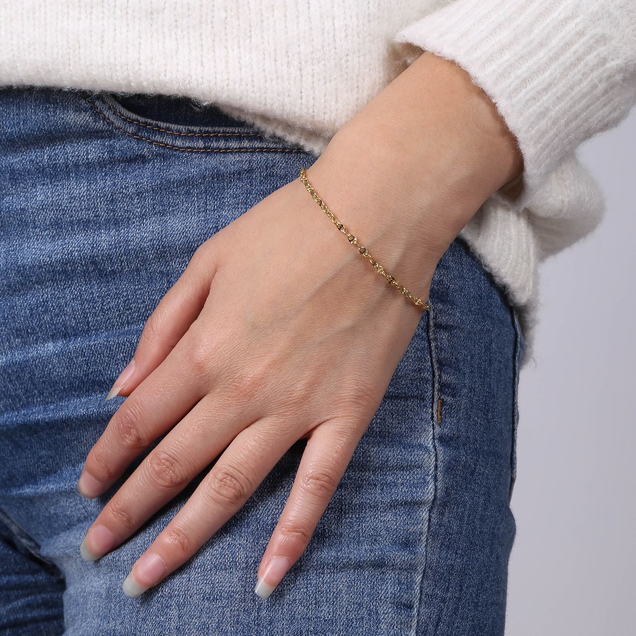 9-karätiges Armband mit Fantasie-Kettenglied