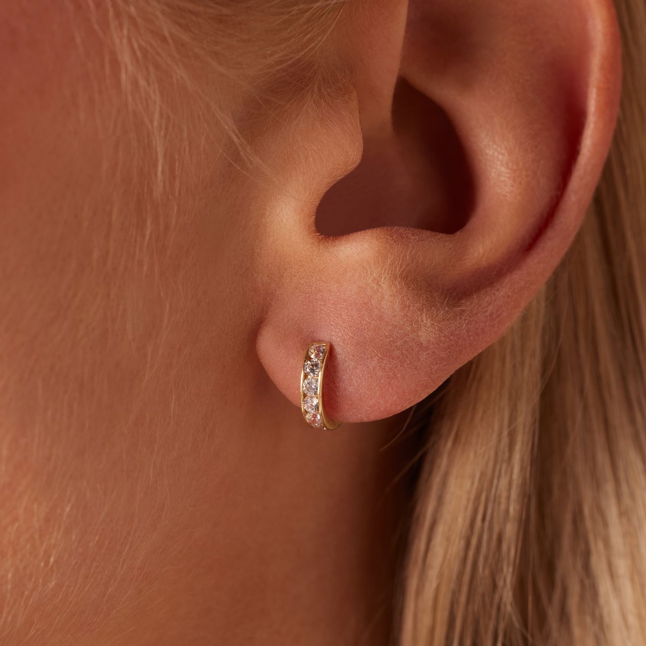 Ohrringe, 375 Gold, mit Zirkonia 11 mm