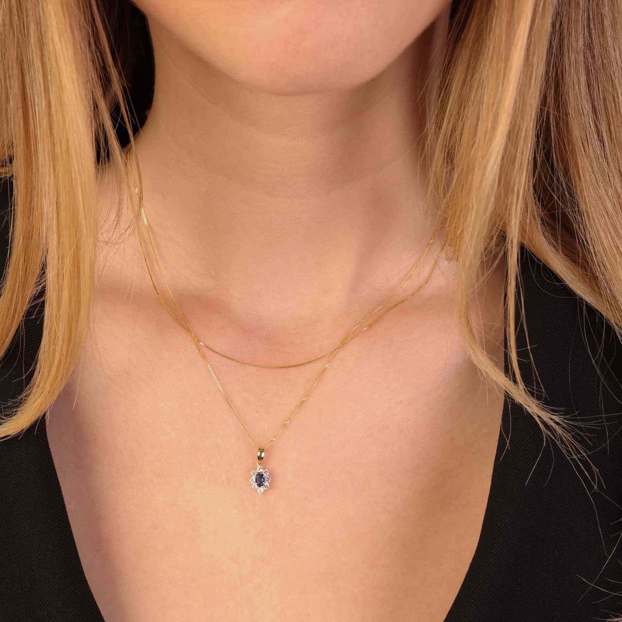9-karätige Kette mit Charms aus Zirkonia